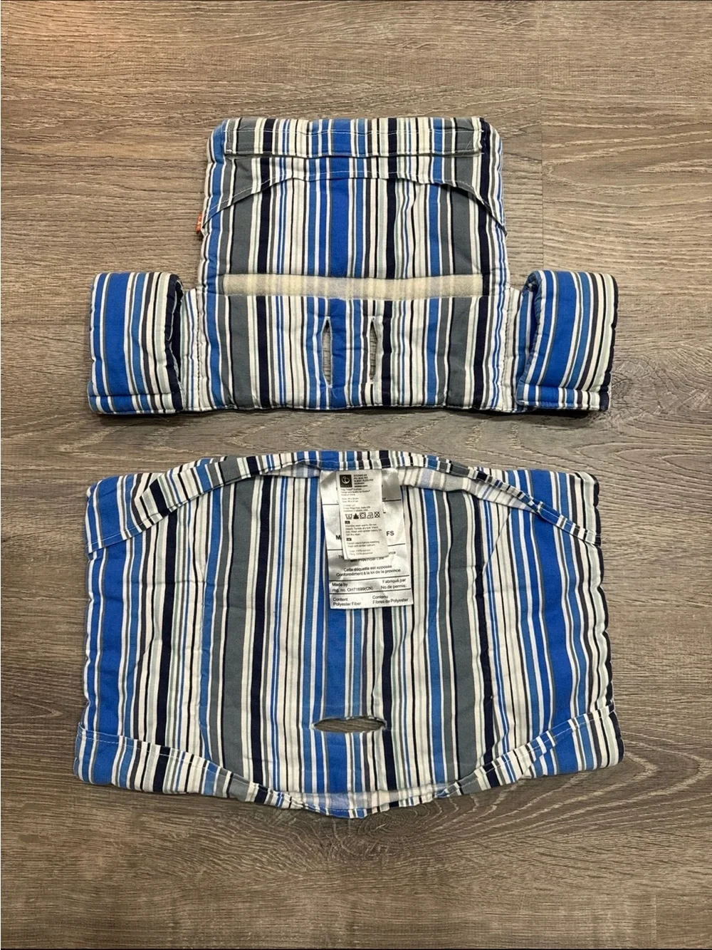 Stokke Tripp Trapp Striped Blue, Gray & White Padded Highchair Cover